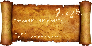 Faragó Árpád névjegykártya