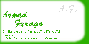 arpad farago business card